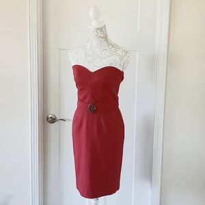 Trina Turk Red Strapless Knit Dress